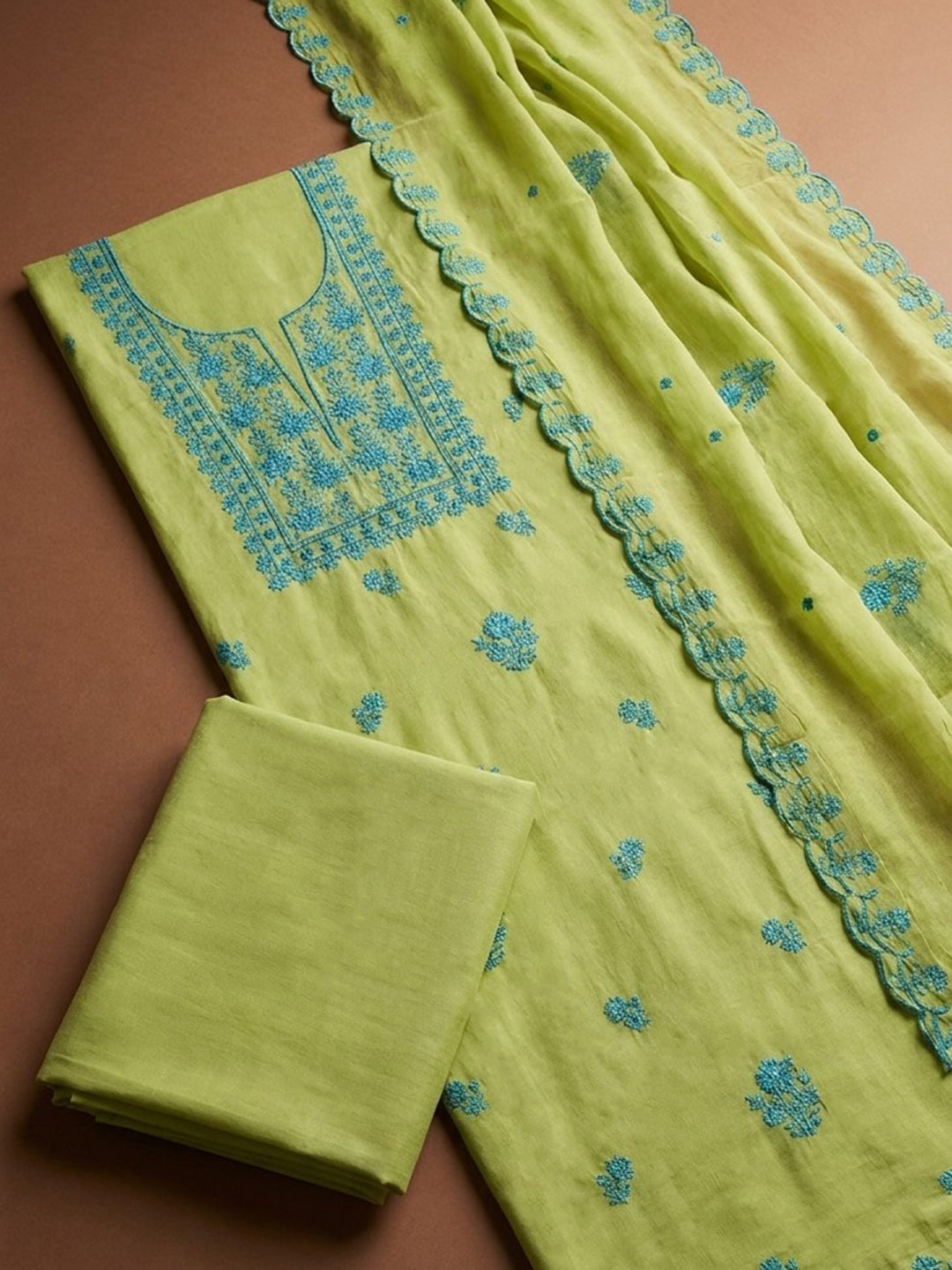 Lemon  Chanderi Unstitched Dress Material