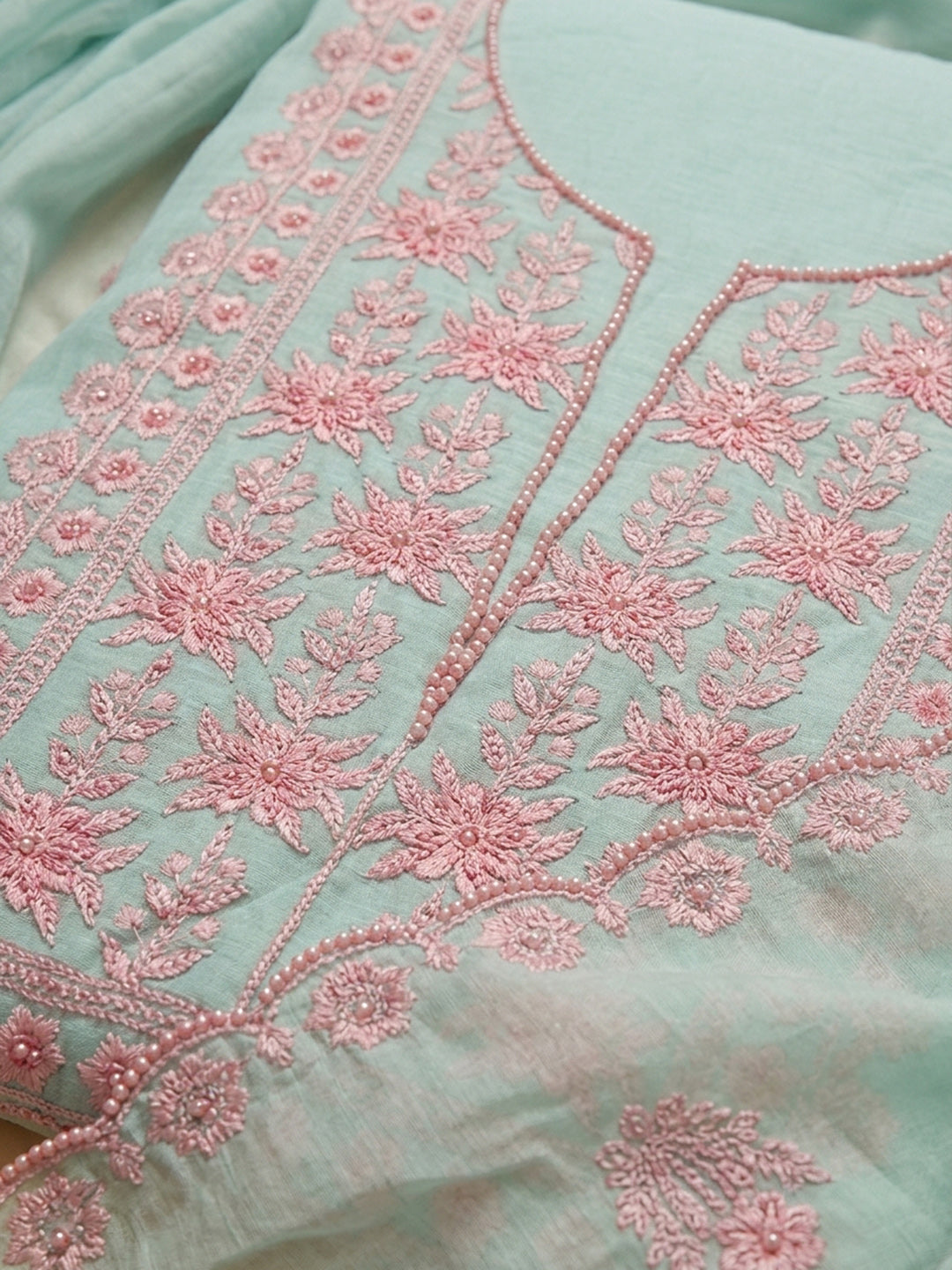 Sky Blue  Chanderi Unstitched Dress Material