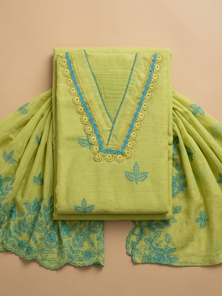 Lemon  Chanderi Unstitched Dress Material