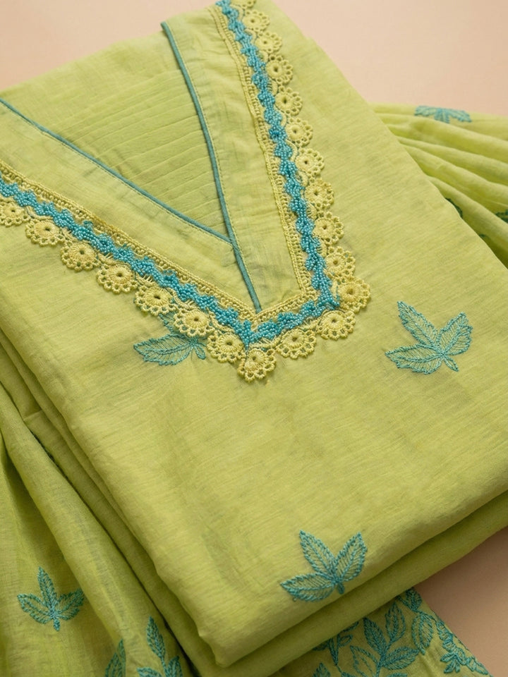 Lemon  Chanderi Unstitched Dress Material