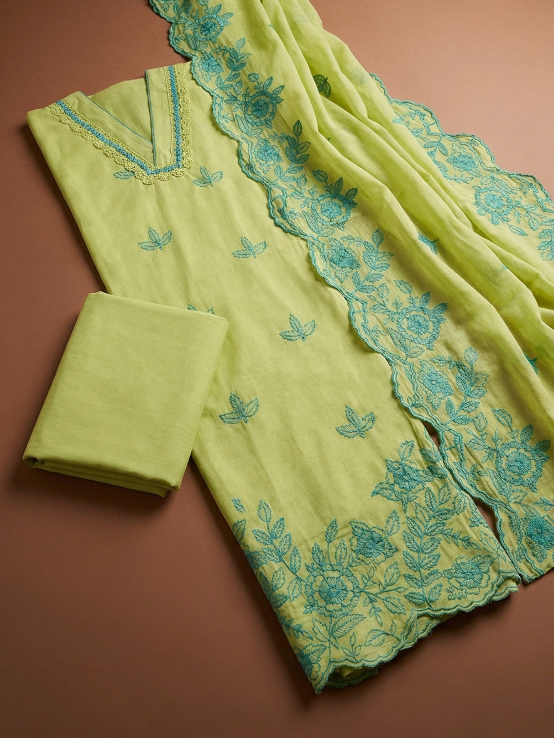 Lemon  Chanderi Unstitched Dress Material