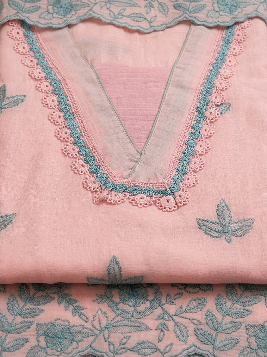 Peach  Chanderi Unstitched Dress Material
