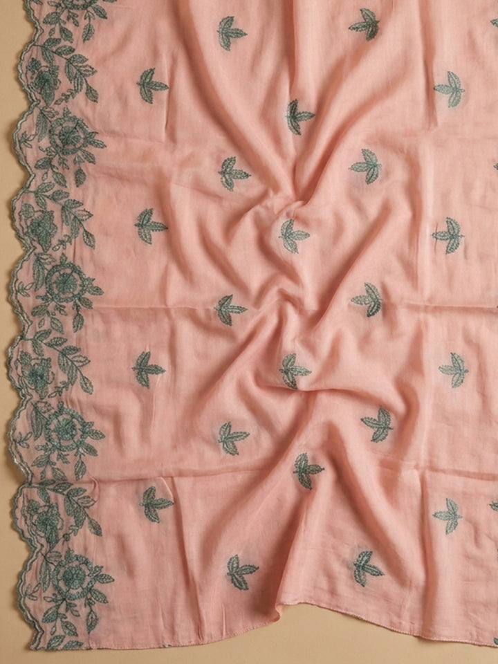 Peach  Chanderi Unstitched Dress Material