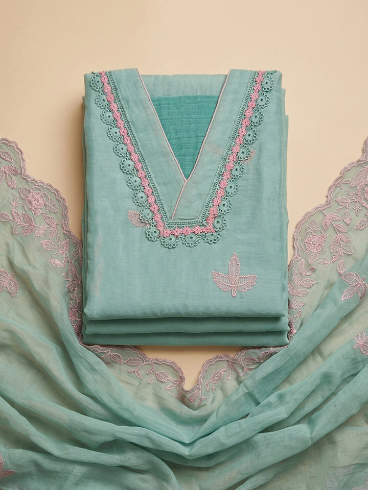 Sky Blue  Chanderi Unstitched Dress Material