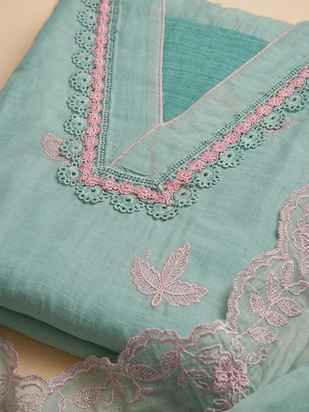 Sky Blue  Chanderi Unstitched Dress Material