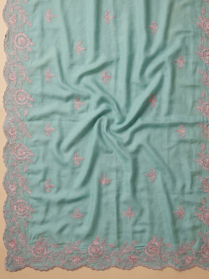 Sky Blue  Chanderi Unstitched Dress Material