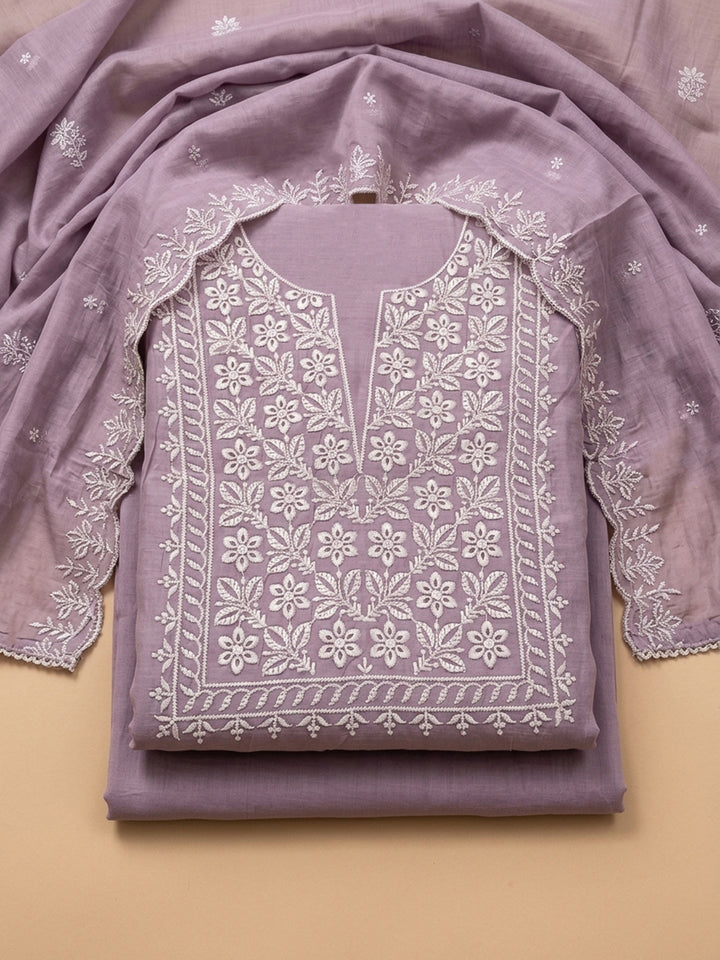 Lavender  Chanderi Unstitched Dress Material