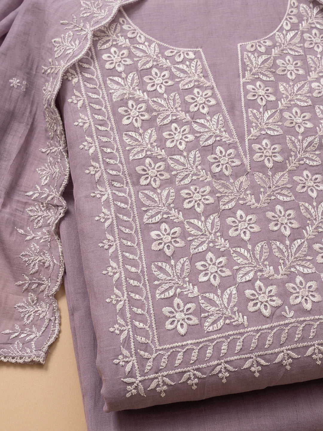 Lavender  Chanderi Unstitched Dress Material