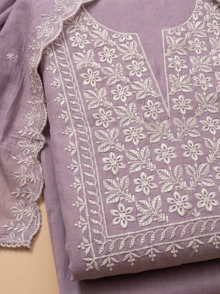 Lavender  Chanderi Unstitched Dress Material