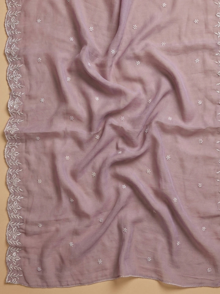 Lavender  Chanderi Unstitched Dress Material