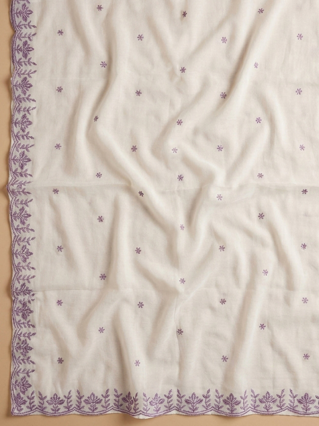 Off White  Chanderi Unstitched Dress Material