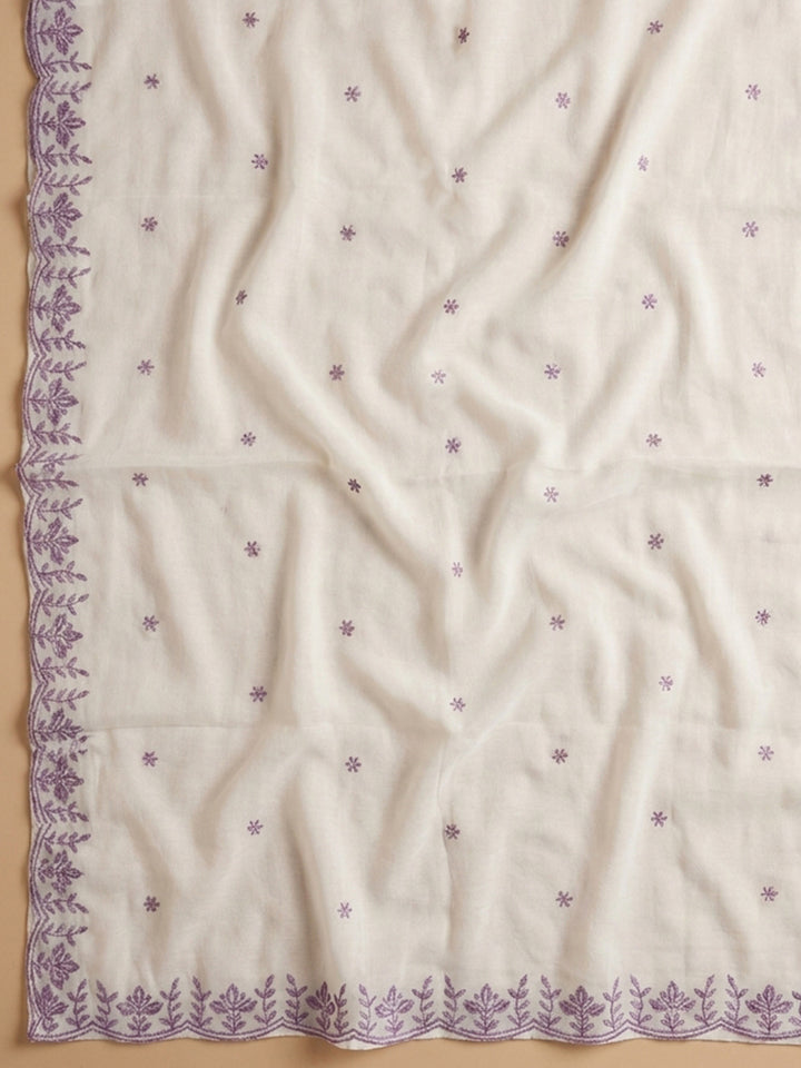 Off White  Chanderi Unstitched Dress Material
