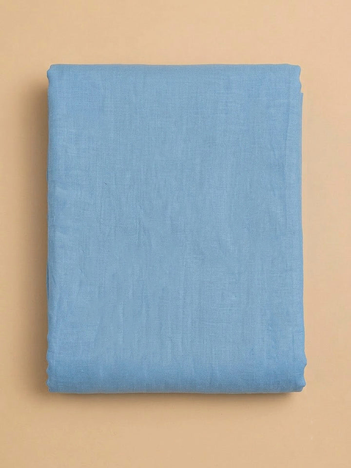 Blue Chanderi Embroidered Unstitched Dress Material