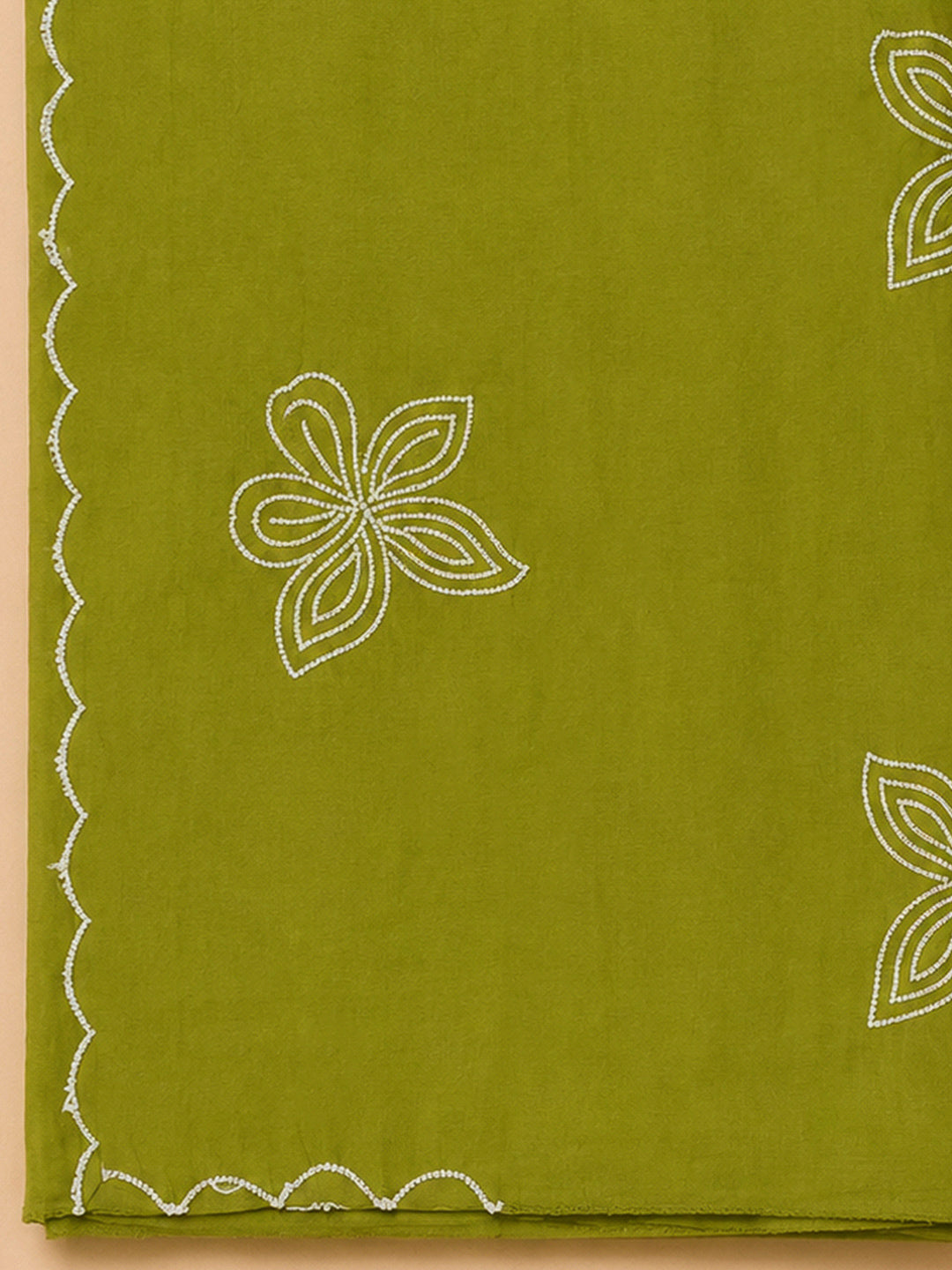 Mehndi Chanderi Embroidered Unstitched Dress Material