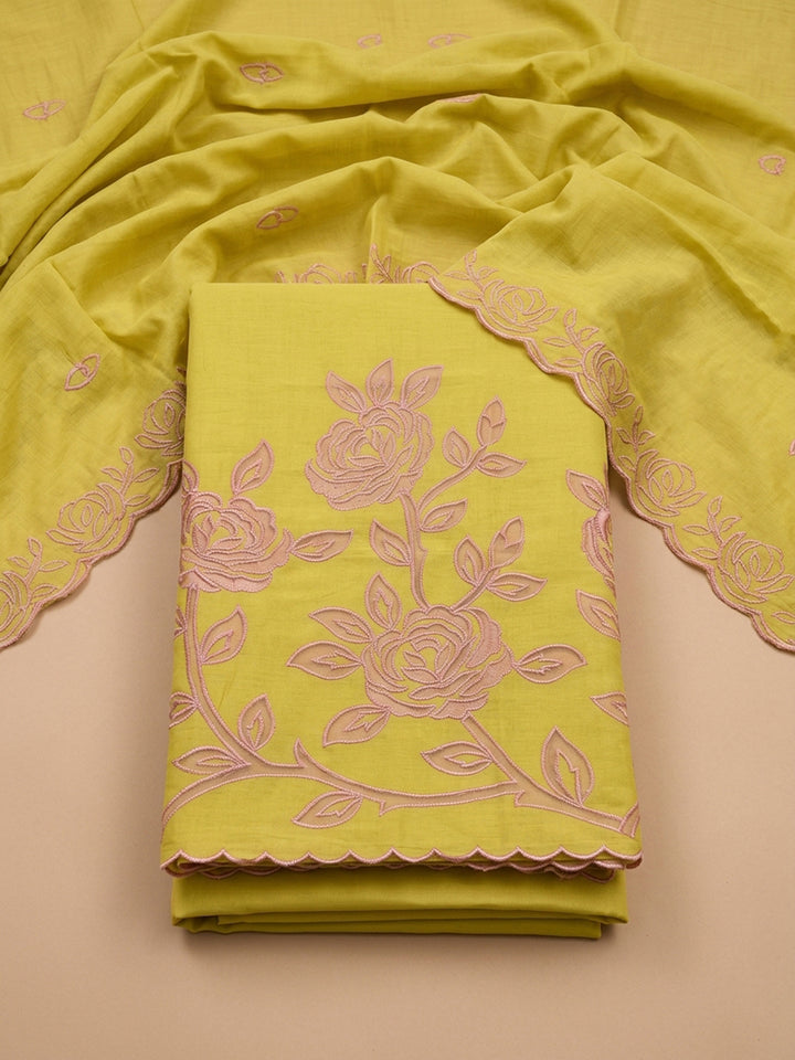 Lemon  Chanderi Unstitched Dress Material
