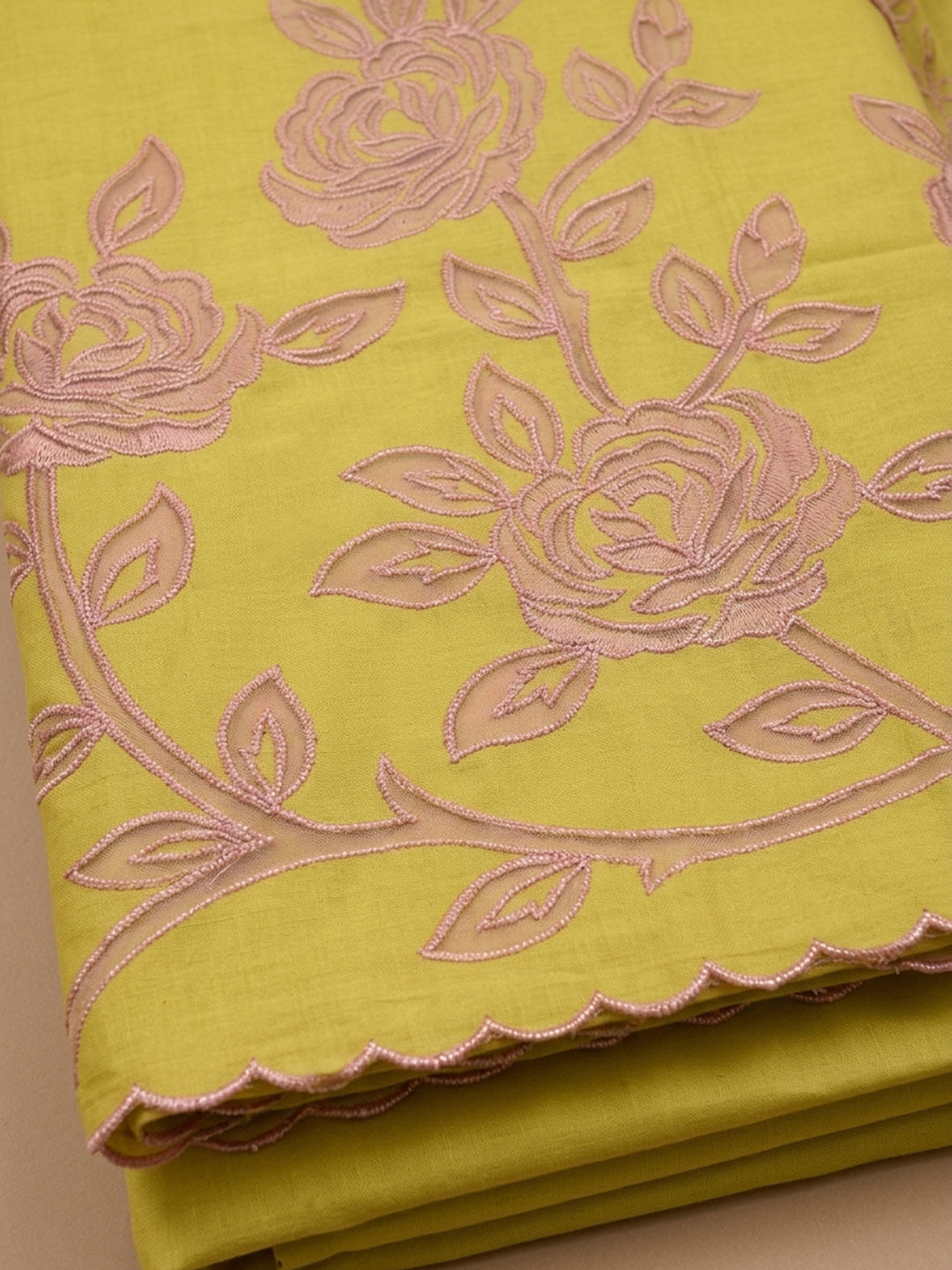 Lemon  Chanderi Unstitched Dress Material
