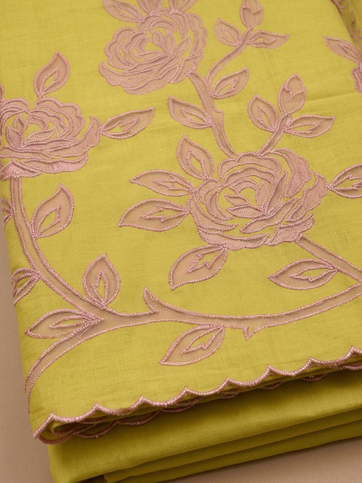 Lemon  Chanderi Unstitched Dress Material