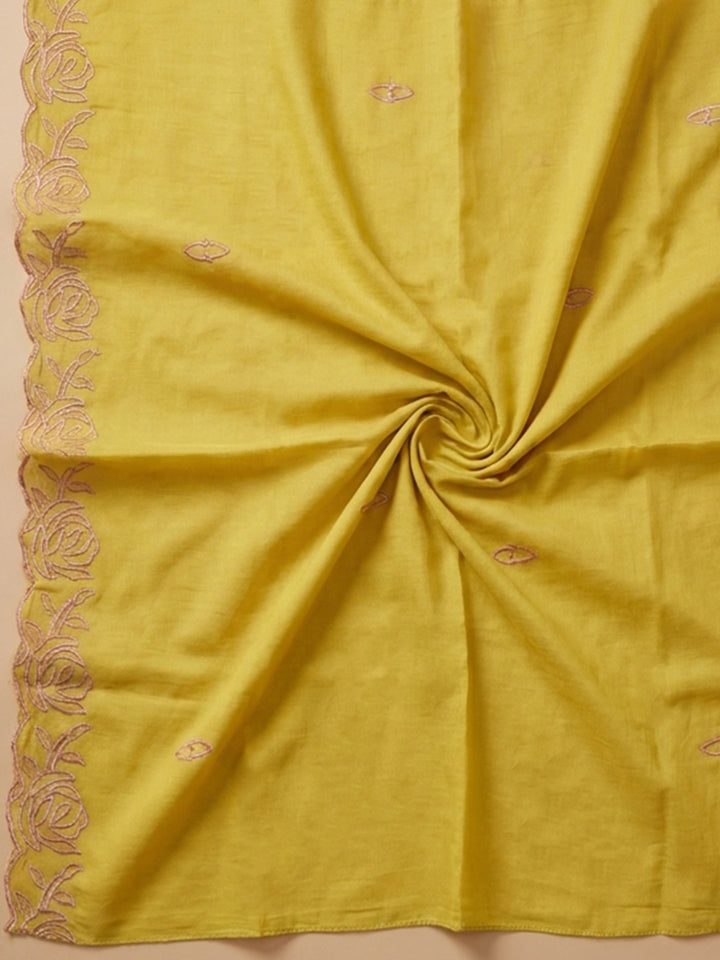 Lemon  Chanderi Unstitched Dress Material