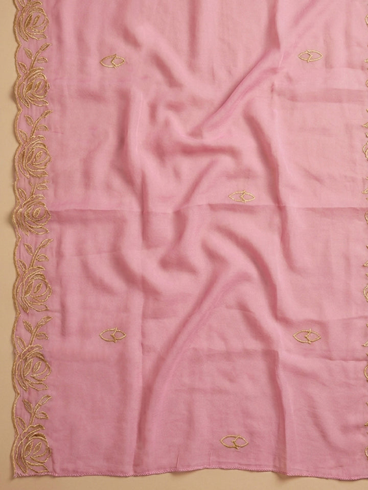 Pink  Chanderi Unstitched Dress Material