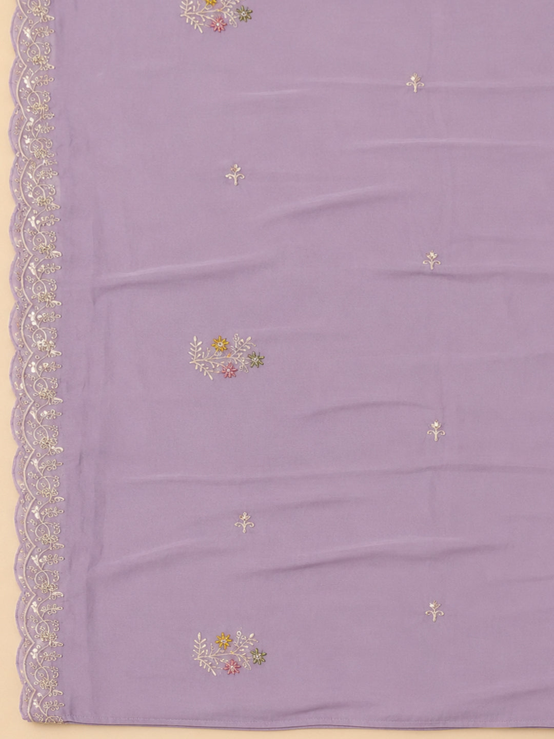 Lavender  Chanderi Unstitched Dress Material