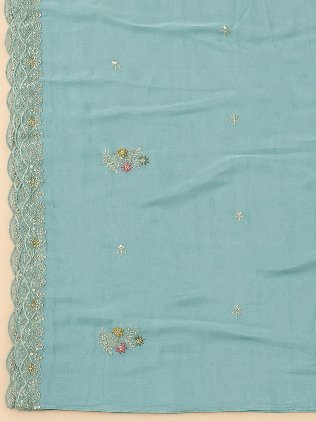 Sky Blue  Chanderi Unstitched Dress Material