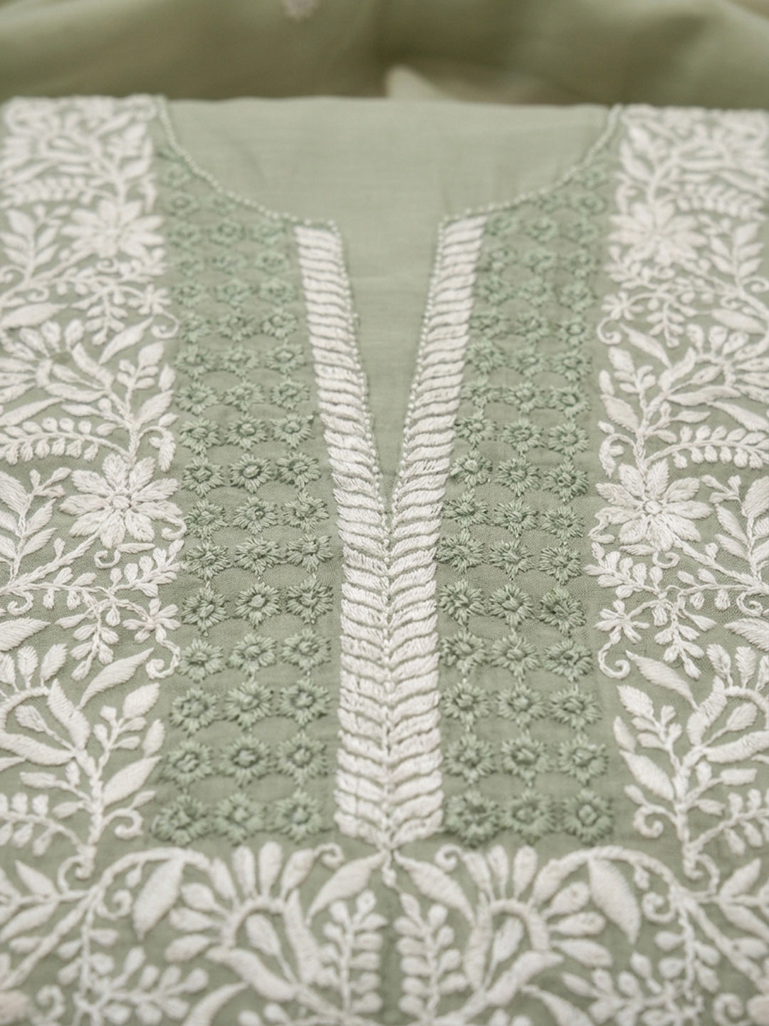 Aqua  Chanderi Unstitched Dress Material