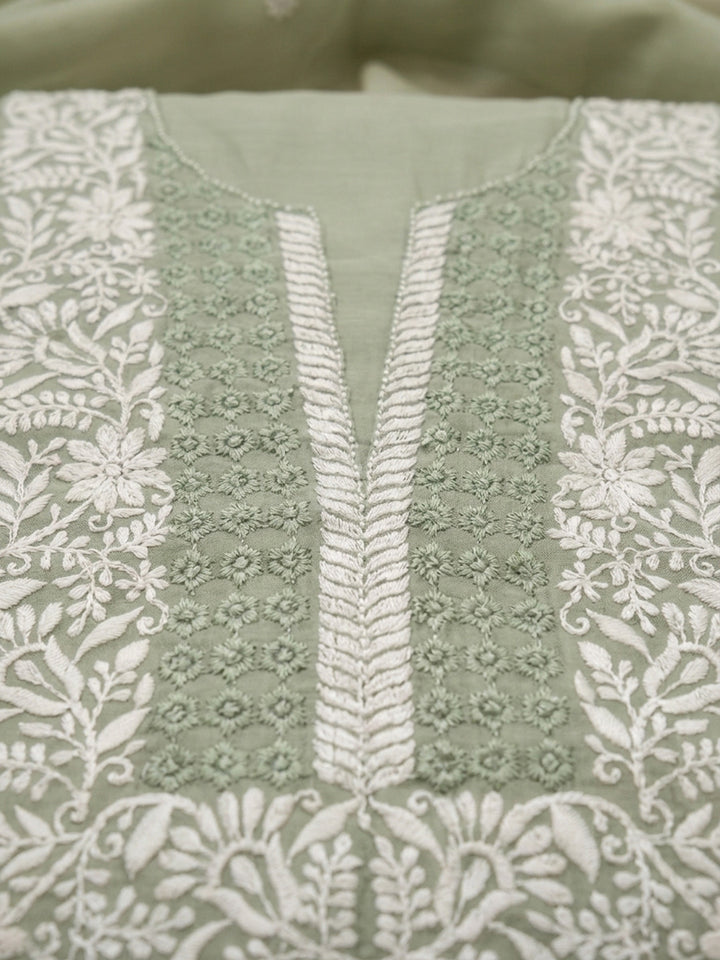 Aqua  Chanderi Unstitched Dress Material