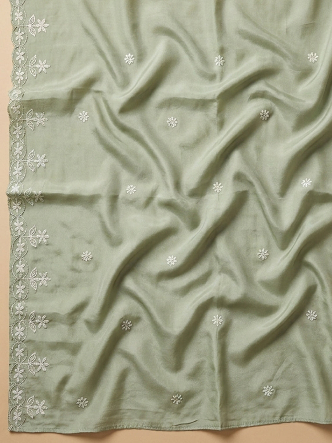 Aqua  Chanderi Unstitched Dress Material