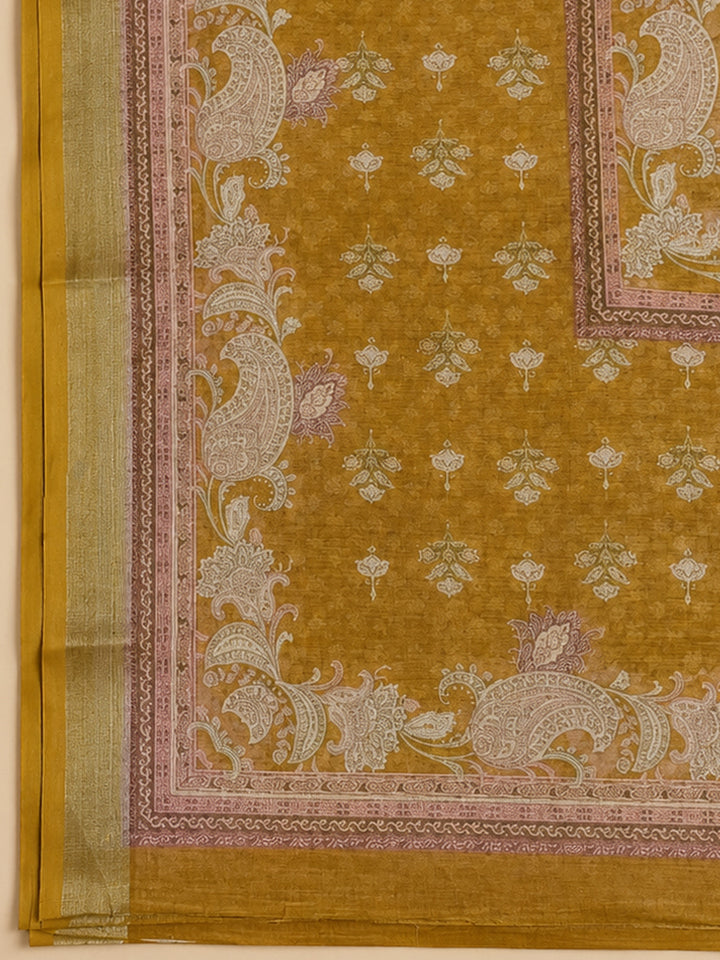 Rust  Chanderi Unstitched Dress Material