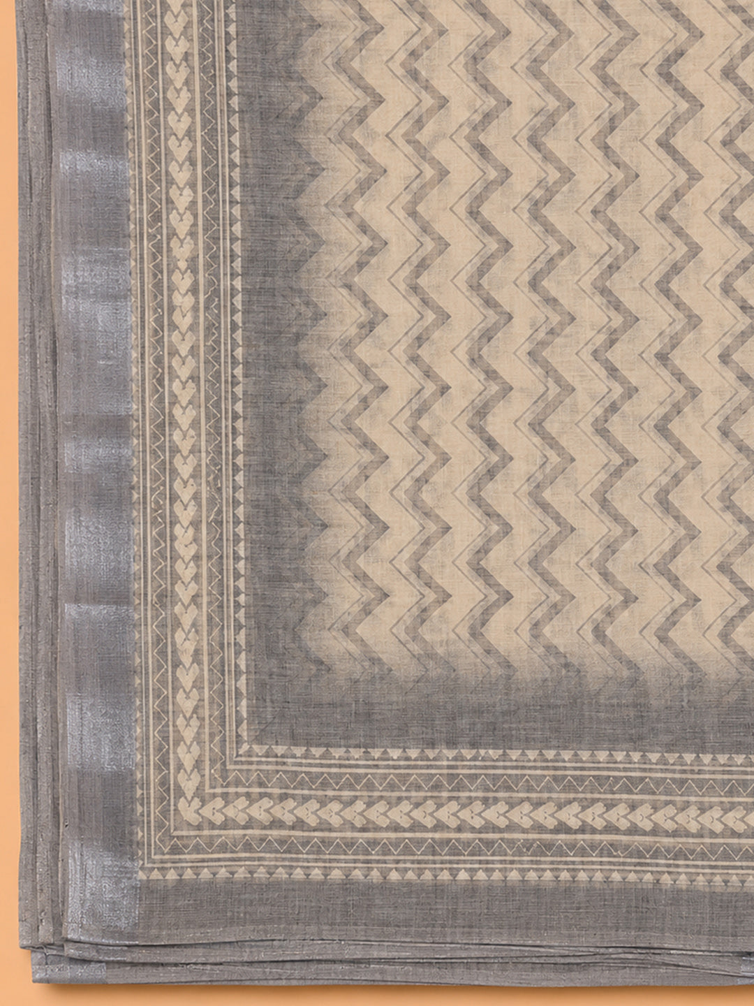 Grey  Chanderi Unstitched Dress Material