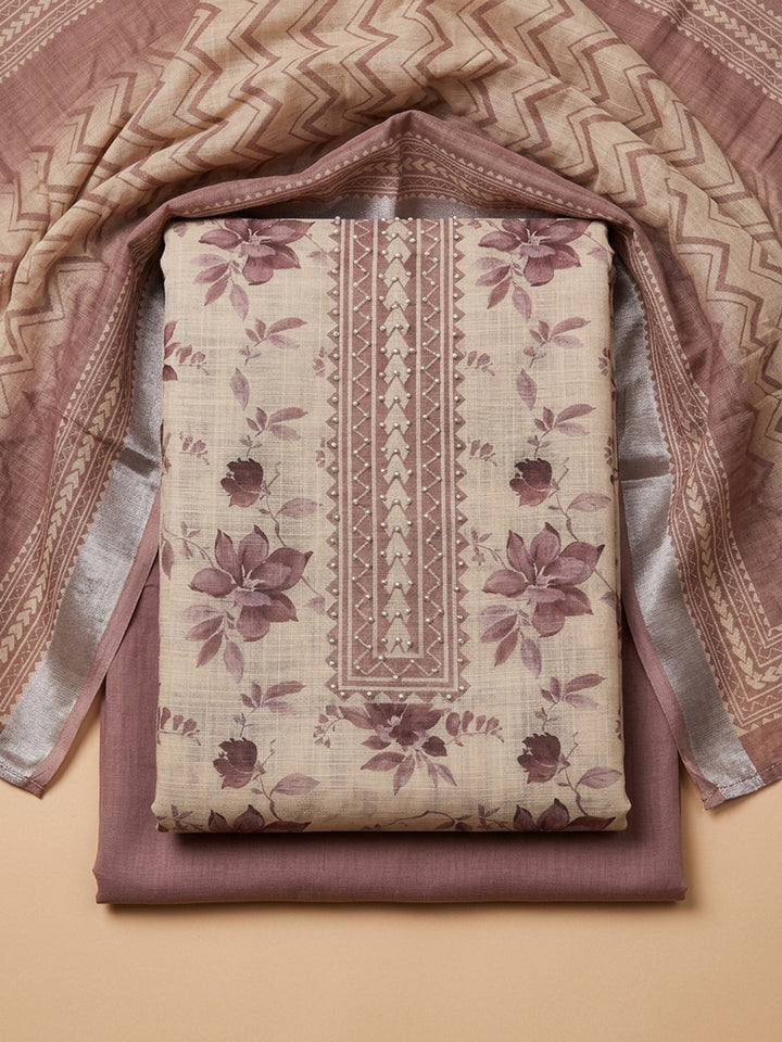 Onion Pink  Chanderi Unstitched Dress Material