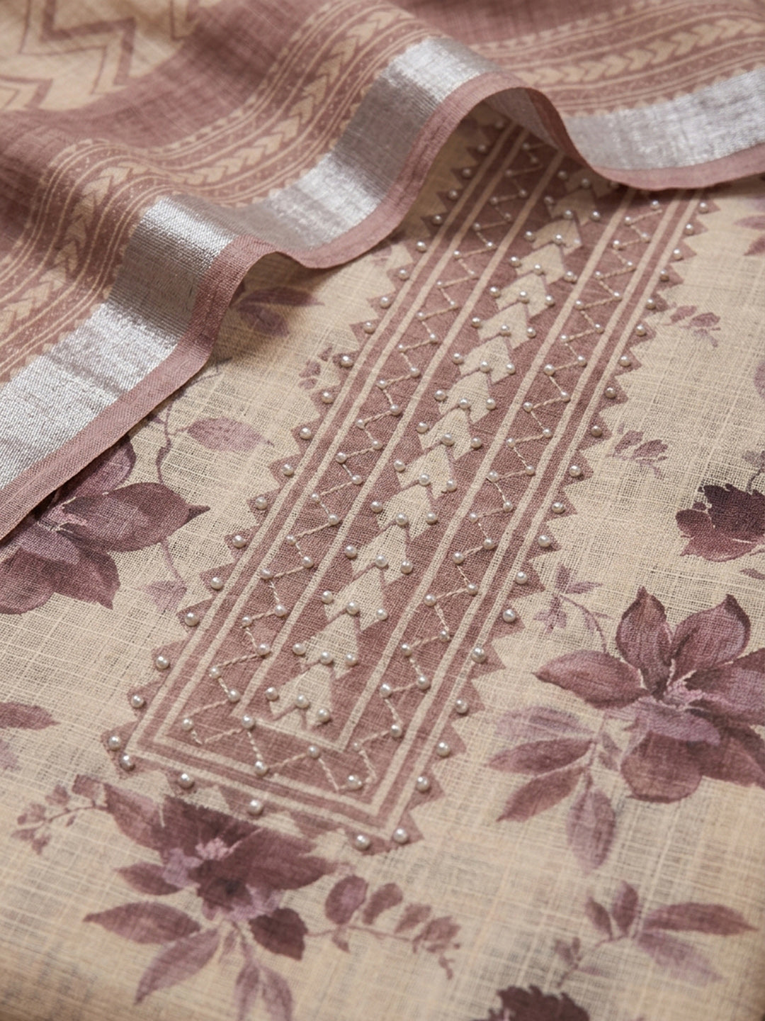 Onion Pink  Chanderi Unstitched Dress Material
