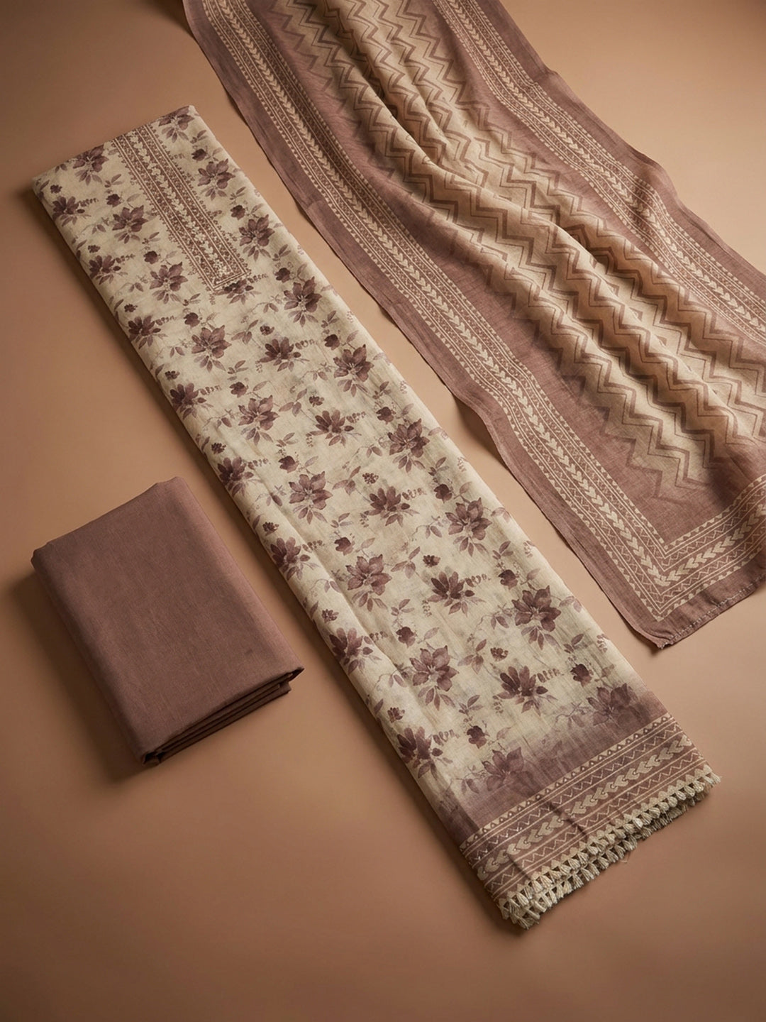 Onion Pink  Chanderi Unstitched Dress Material