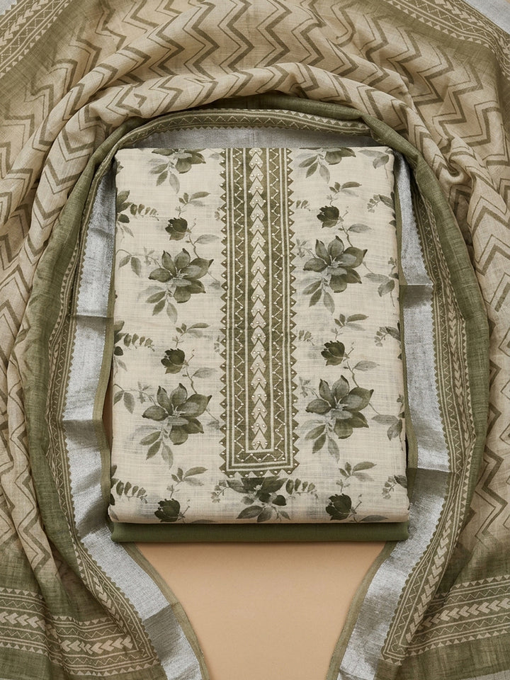 Pista Green  Chanderi Unstitched Dress Material
