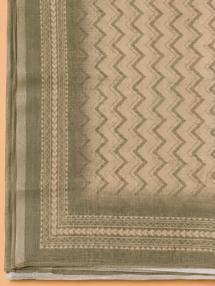 Pista Green  Chanderi Unstitched Dress Material