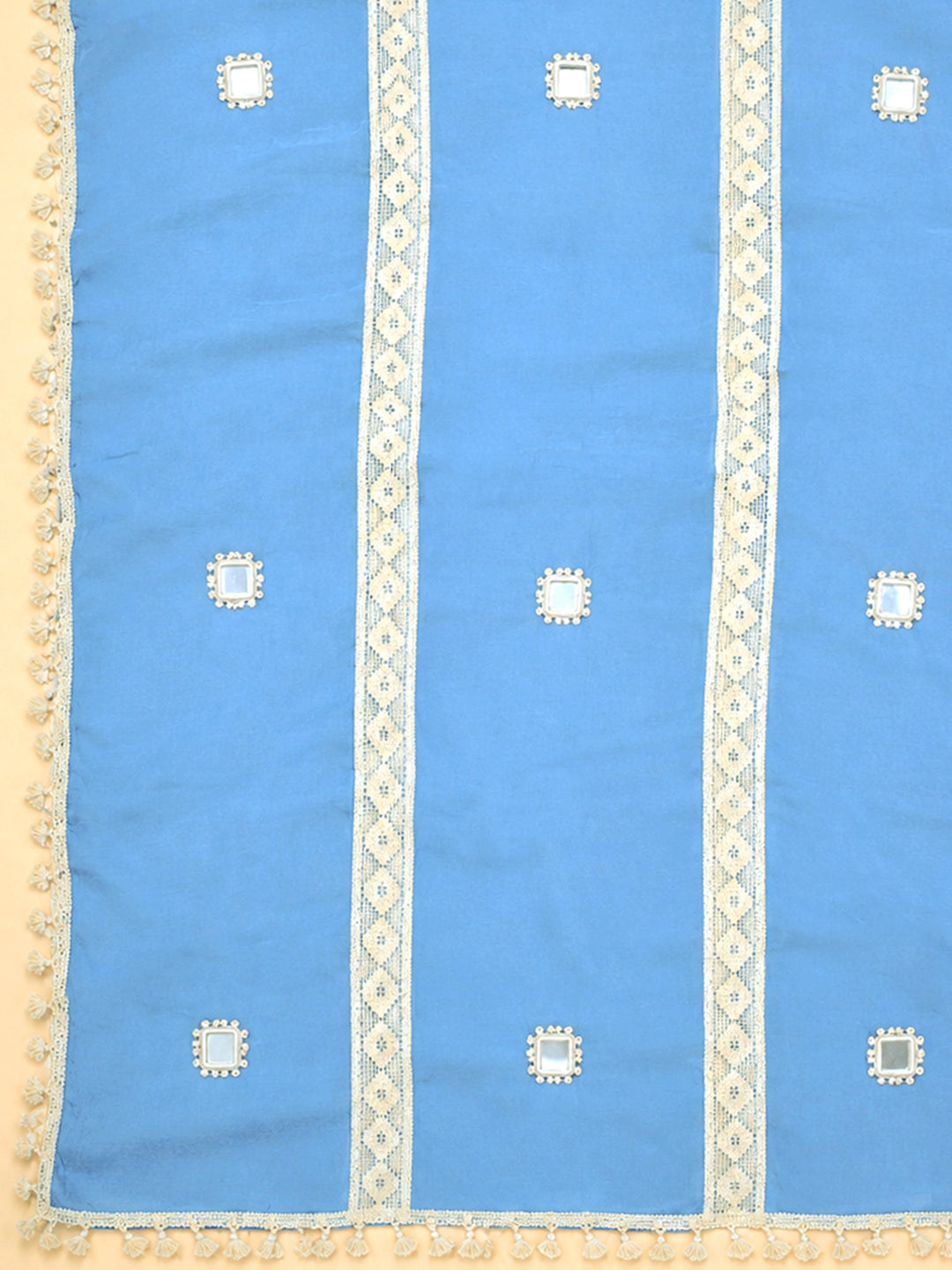 Blue Lt Embroidery Chanderi Unstitched Dress Material