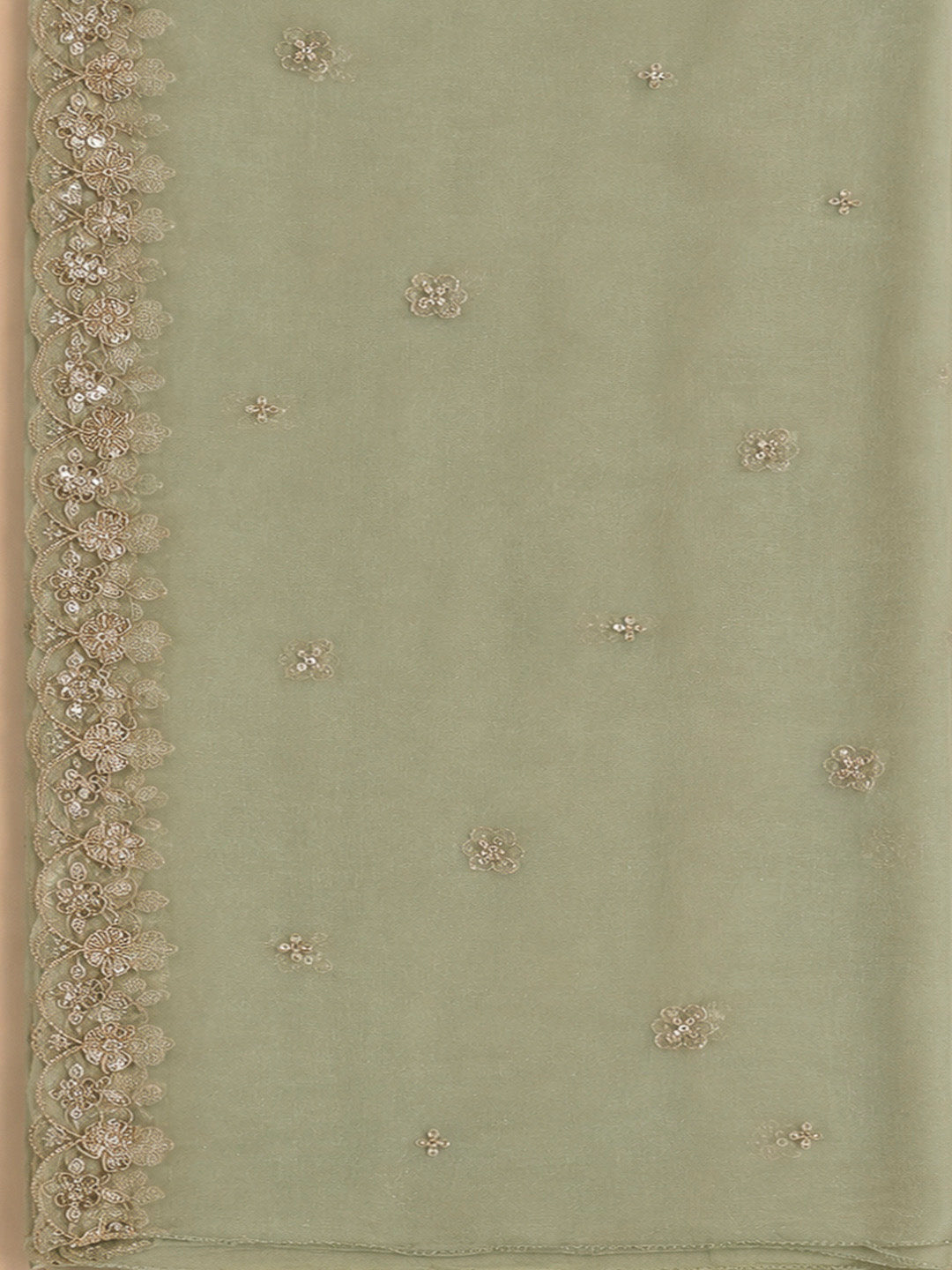 Aqua Organza Embroidered Unstitched Dress Material