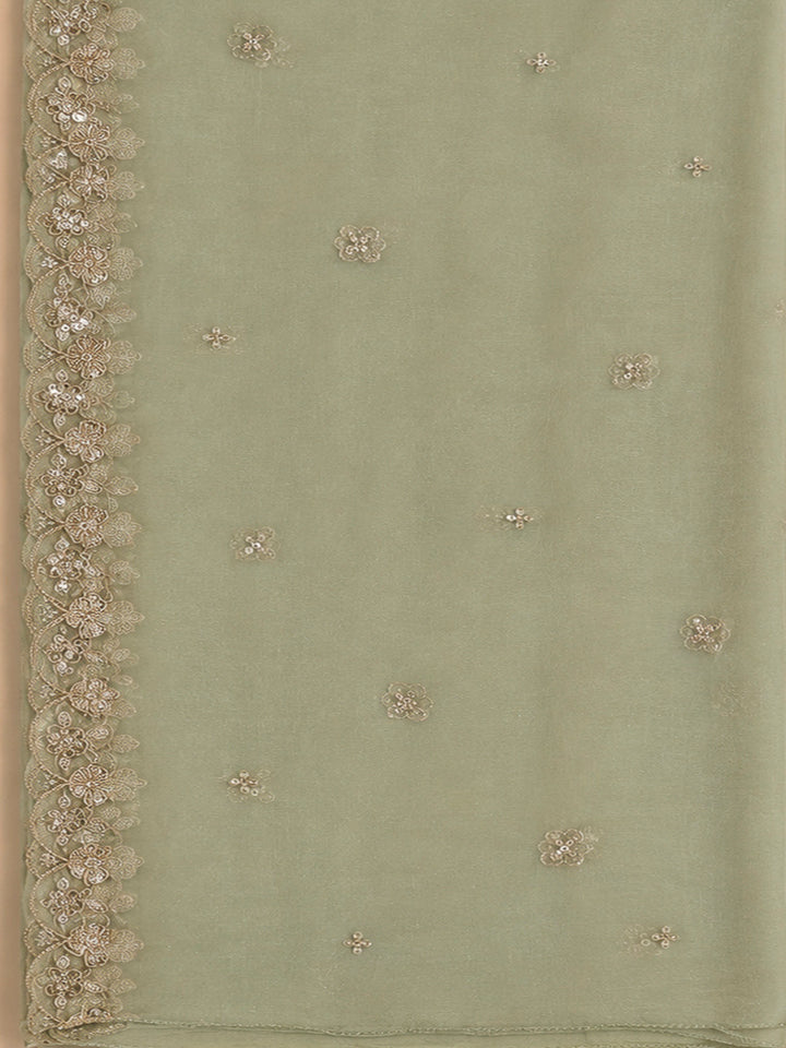 Aqua Organza Embroidered Unstitched Dress Material