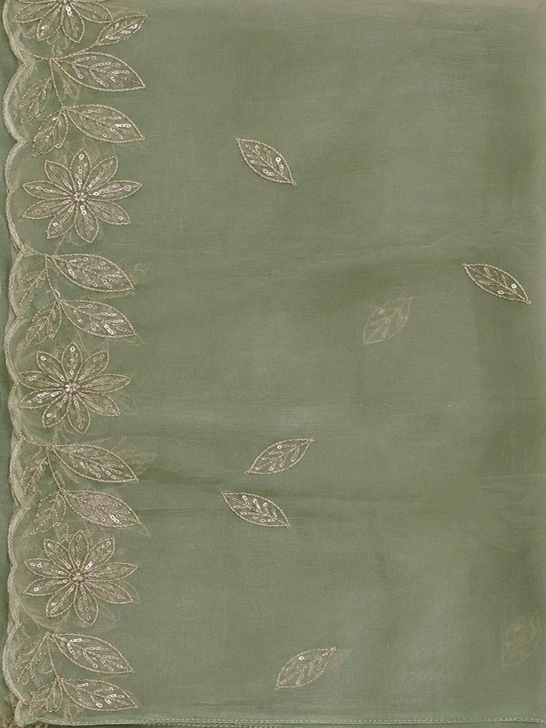 Aqua Organza Embroidered Unstitched Dress Material
