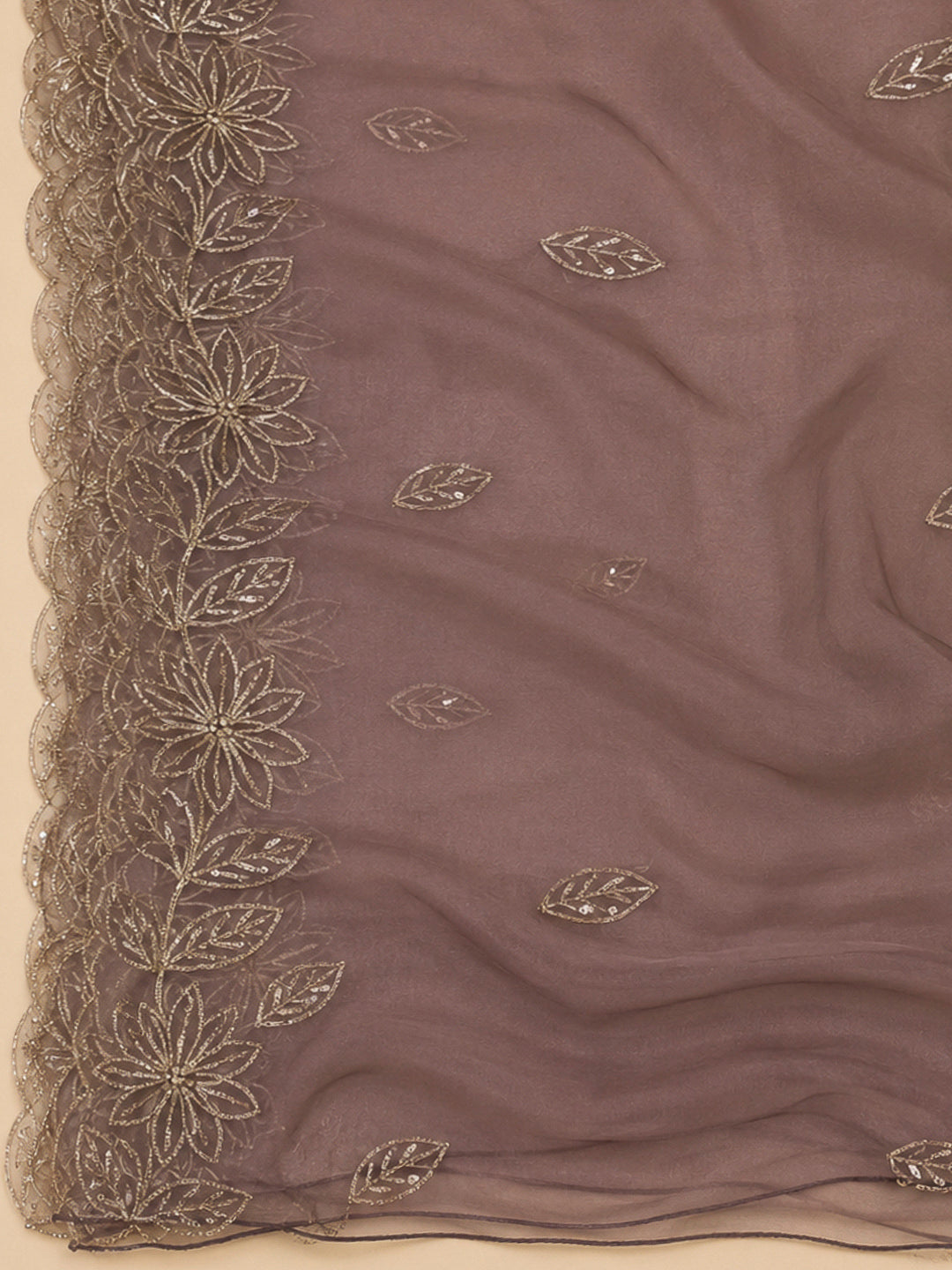 Lavender Organza Embroidered Unstitched Dress Material