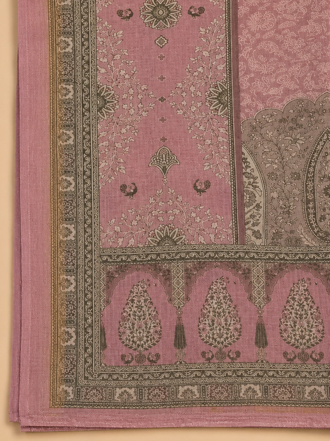 Onion Pink Printed Linen Unstitched Dress Material