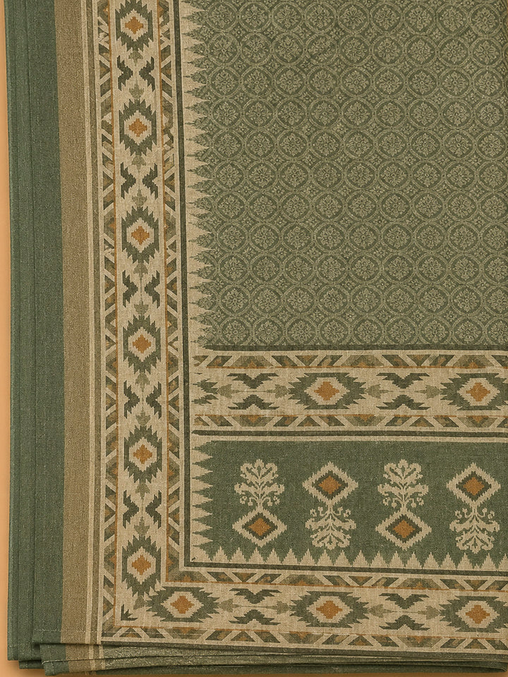 Mehndi Embroidery Linen Unstitched Dress Material