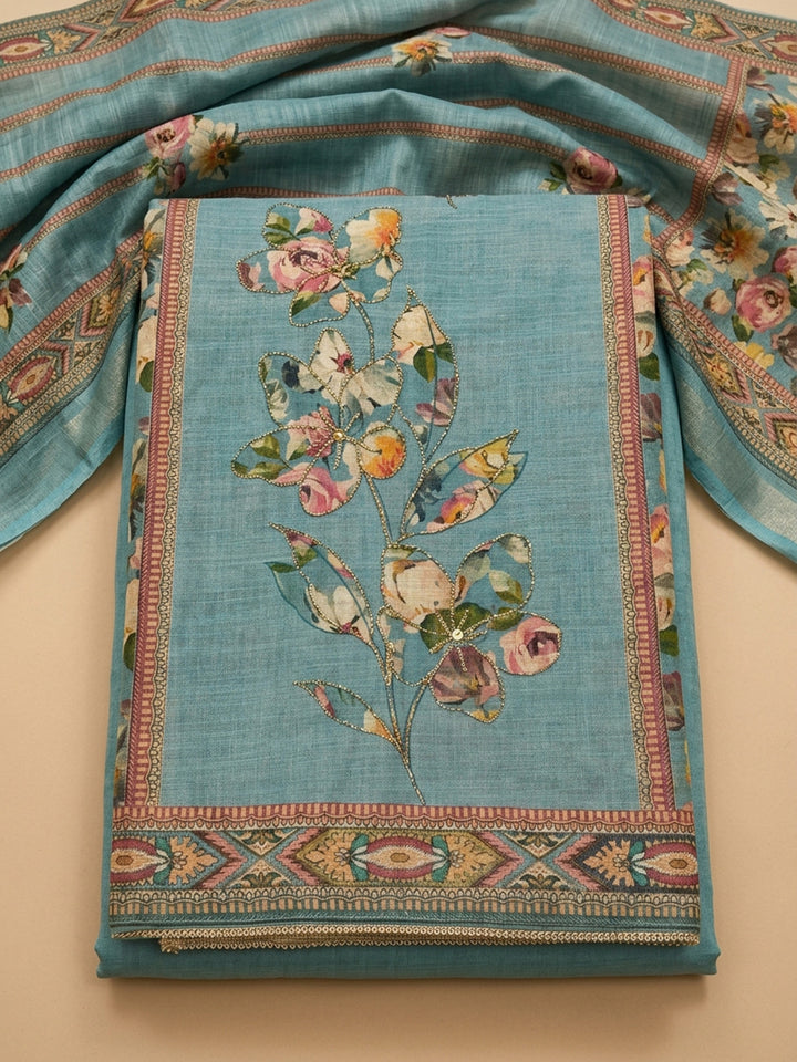 Firozee Lt Printed Linen Unstitched Dress Material