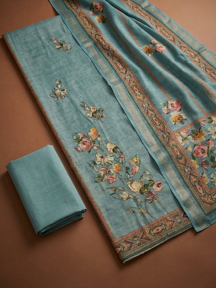 Firozee Lt Printed Linen Unstitched Dress Material