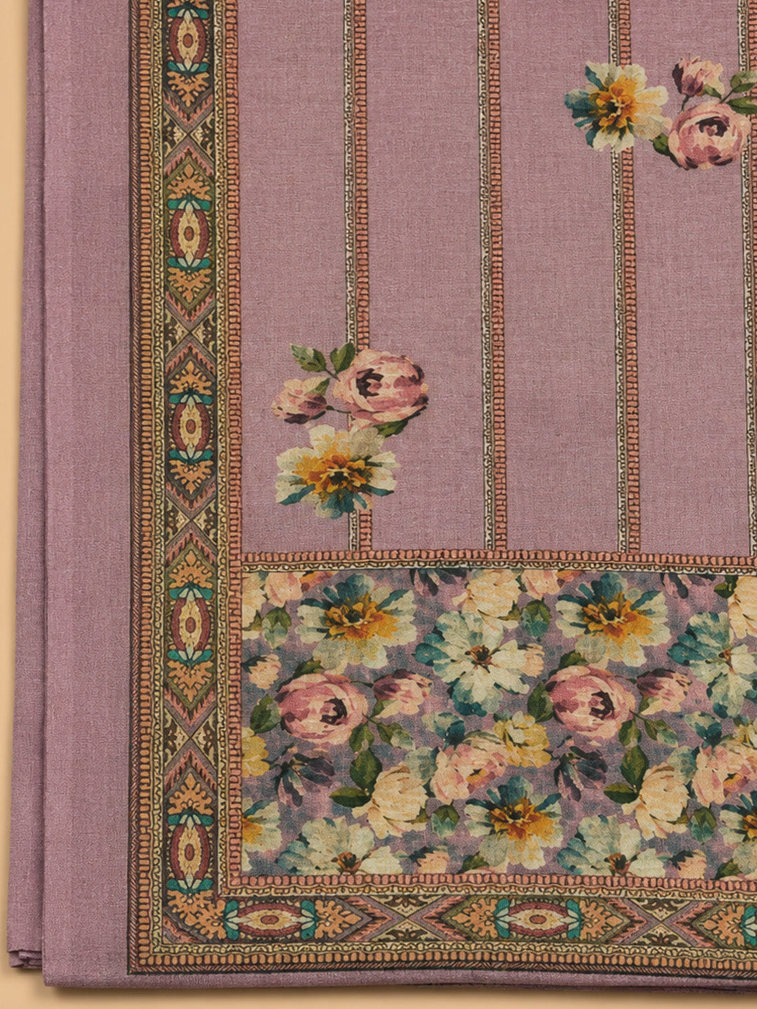 Onion Pink Printed Linen Unstitched Dress Material