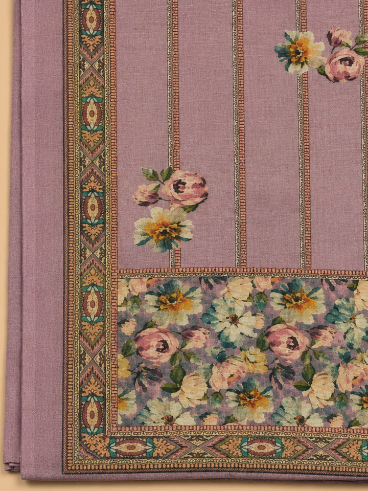 Onion Pink Printed Linen Unstitched Dress Material