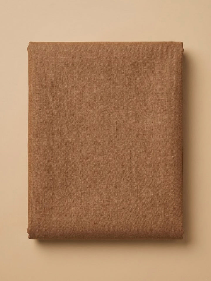 Beige Linen Blend Printed Unstitched Dress Material