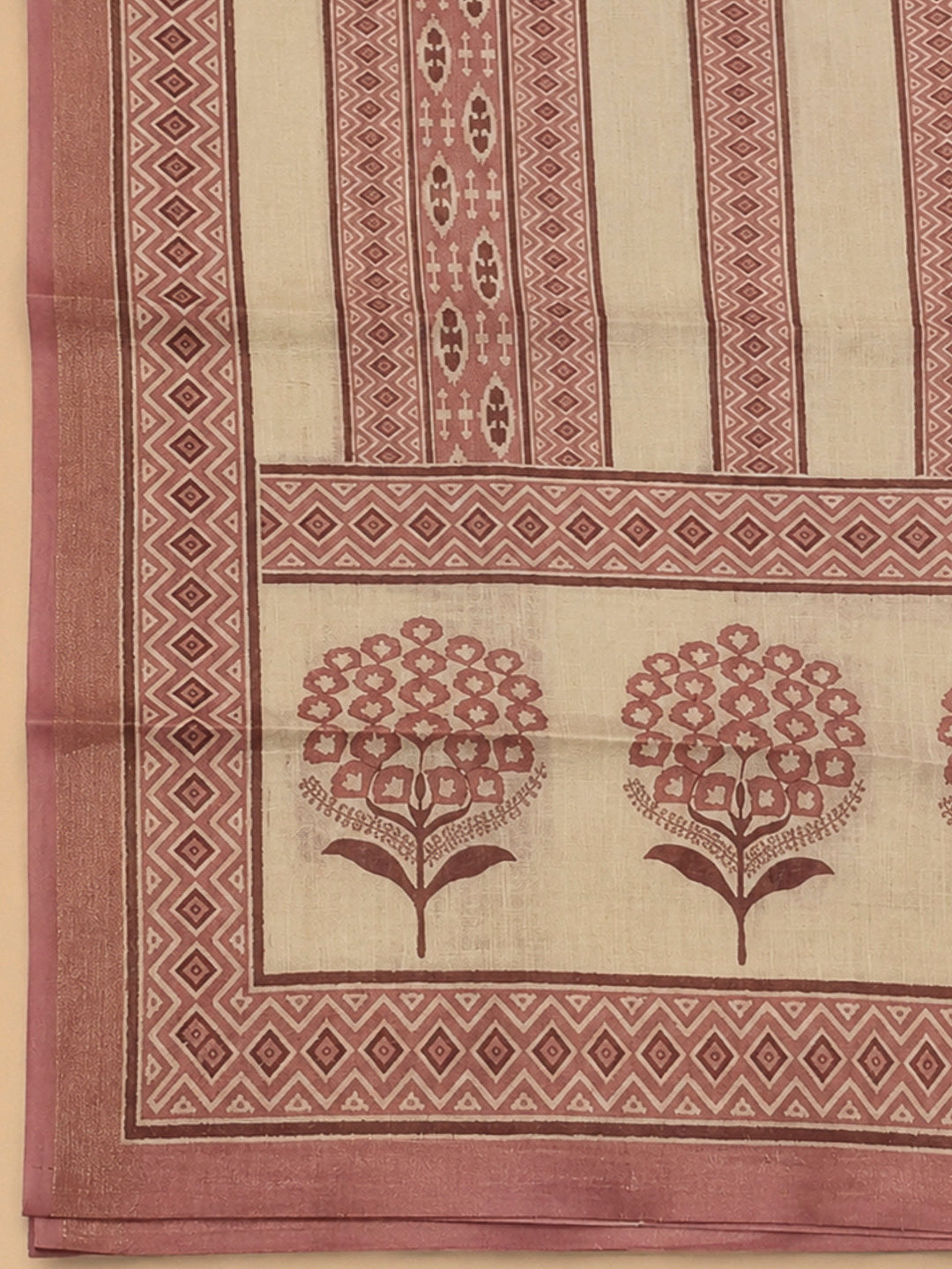 Onion Pink Linen Blend Printed Unstitched Dress Material