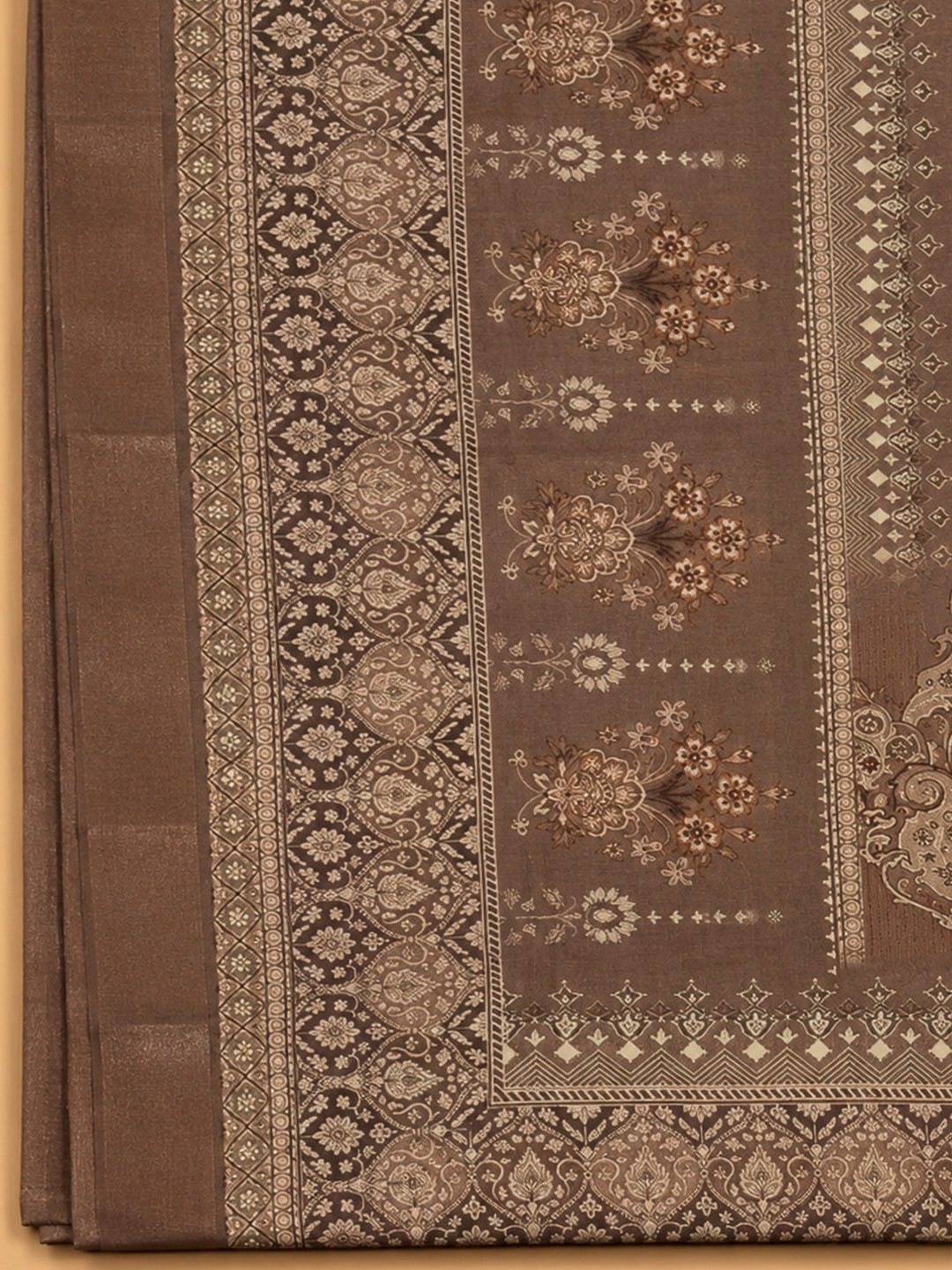 Bronze Chanderi Embroidered Unstitched Dress Material