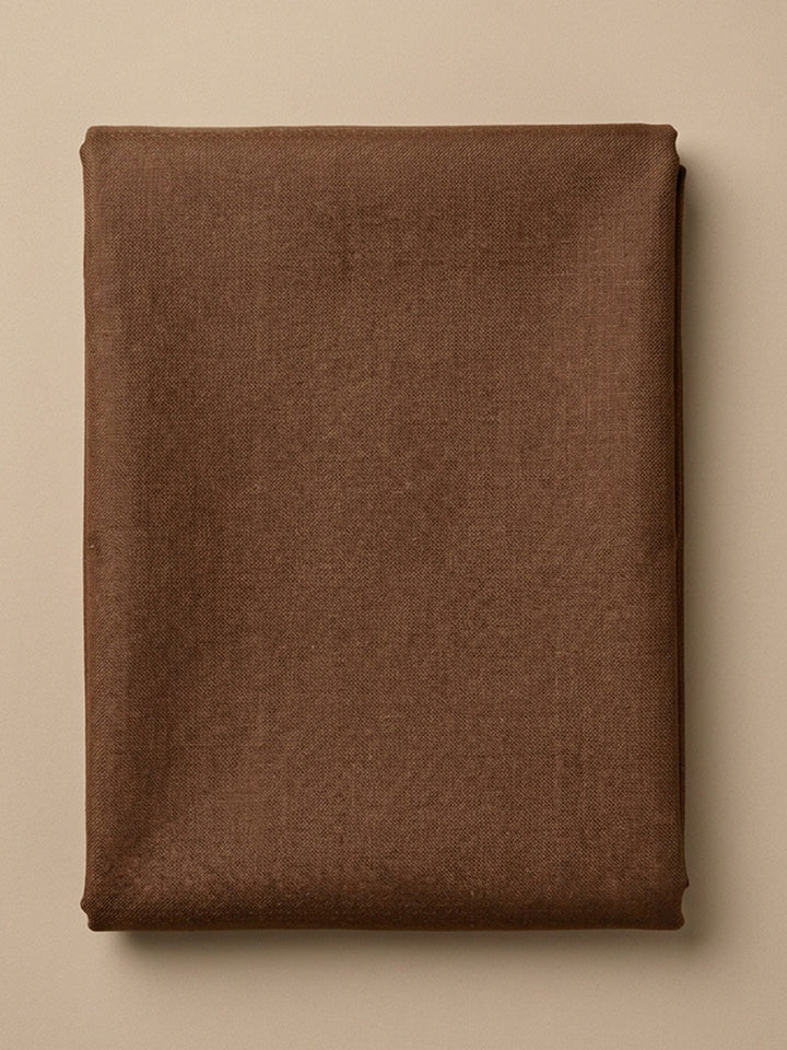 Brown Printed Chanderi Unstitched Dress Material